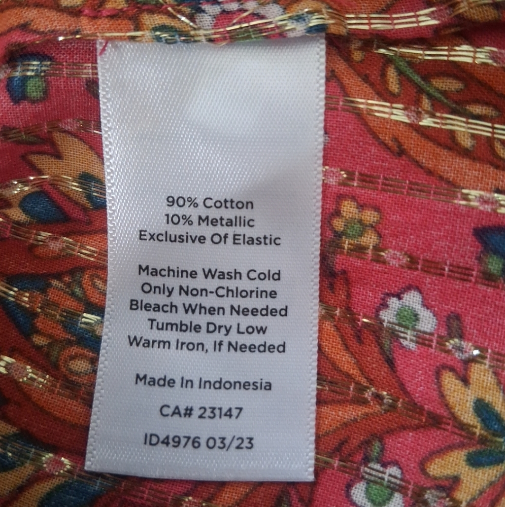 Talbots Floral Lattice Blouse Lightweight Multicolor Metallic Long Sleeve Size M - Picture 14 of 15